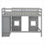 Lit mezzanine en bois avec garde-robe de rangement intégré et 2 fenêtres-257532716