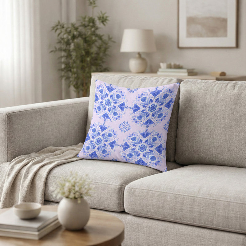Coussin abstrait abstrait - Coussin Boho Mandala, H 18 po x l 18 po