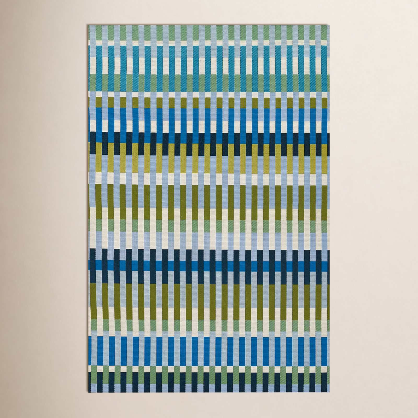 Icon Striped Indoor Outdoor Blue Rug, Rectangle 5'3" x 7'6"