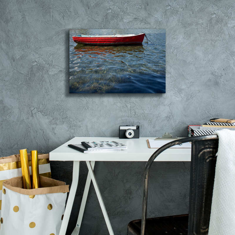 Art mural sur toile Breakwater Bay «Red Boat» par Lynda White, H 12 po x l 18 po x P 0,75 po