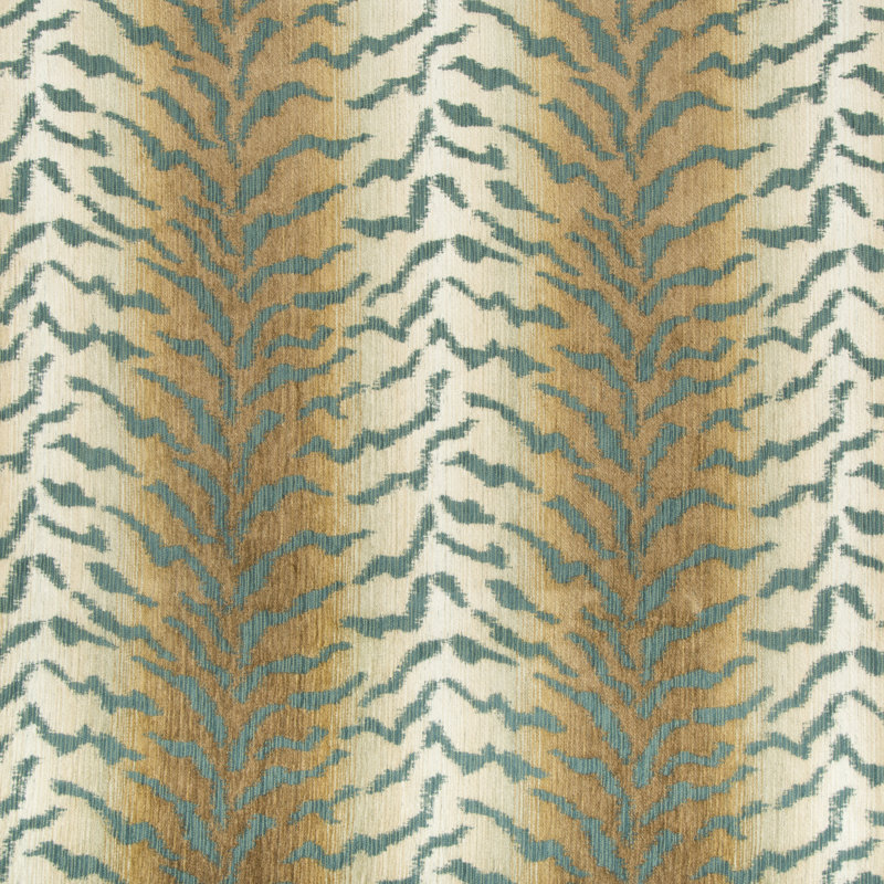 Guaranteed in Stock Fabric, Light Teal/Brown