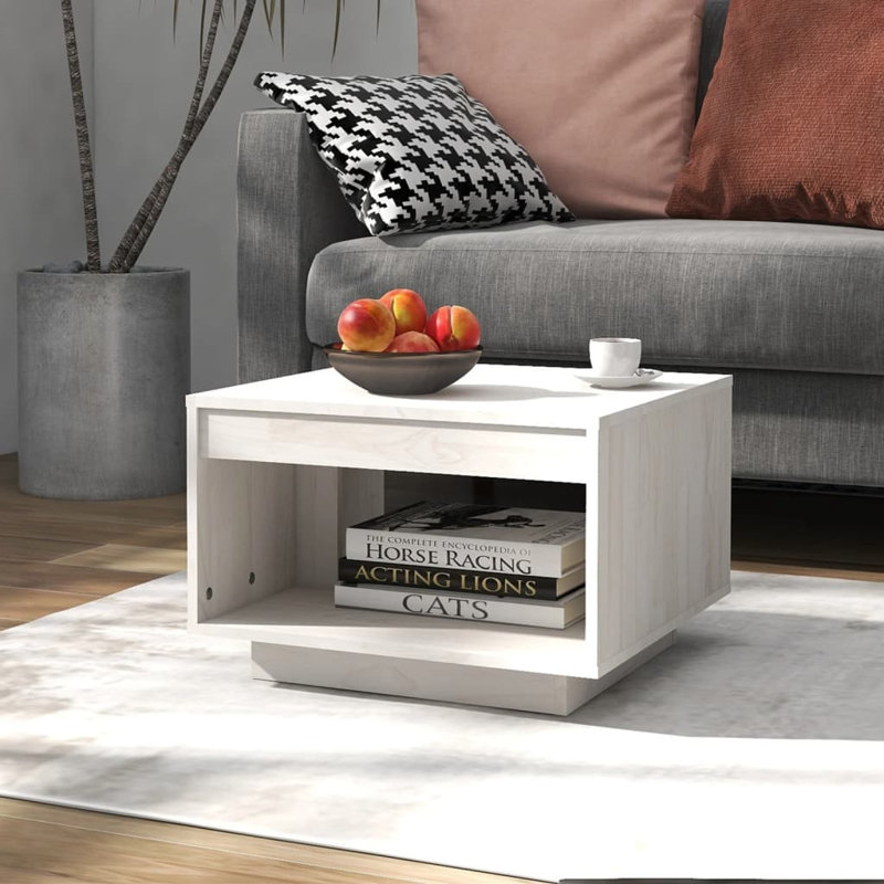 Latourette Solid Wood Solid Coffee Table with Storage, 50 W x 50 D x 33,5 H cm, White