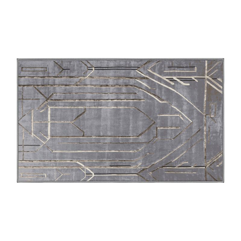 Tapis gris lavable à la machine, Rectangle 7 pi x 9 pi