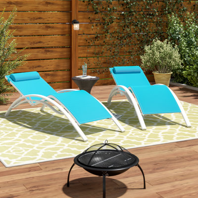  Méridienne de patio inclinable réglable en polyester enduit de PVC avec coussins