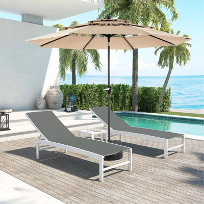 Parasol en aluminium à 3 niveaux à inclinaison automatique à 3 niveaux et parasol pour terrasse de table de marché (base non incluse)