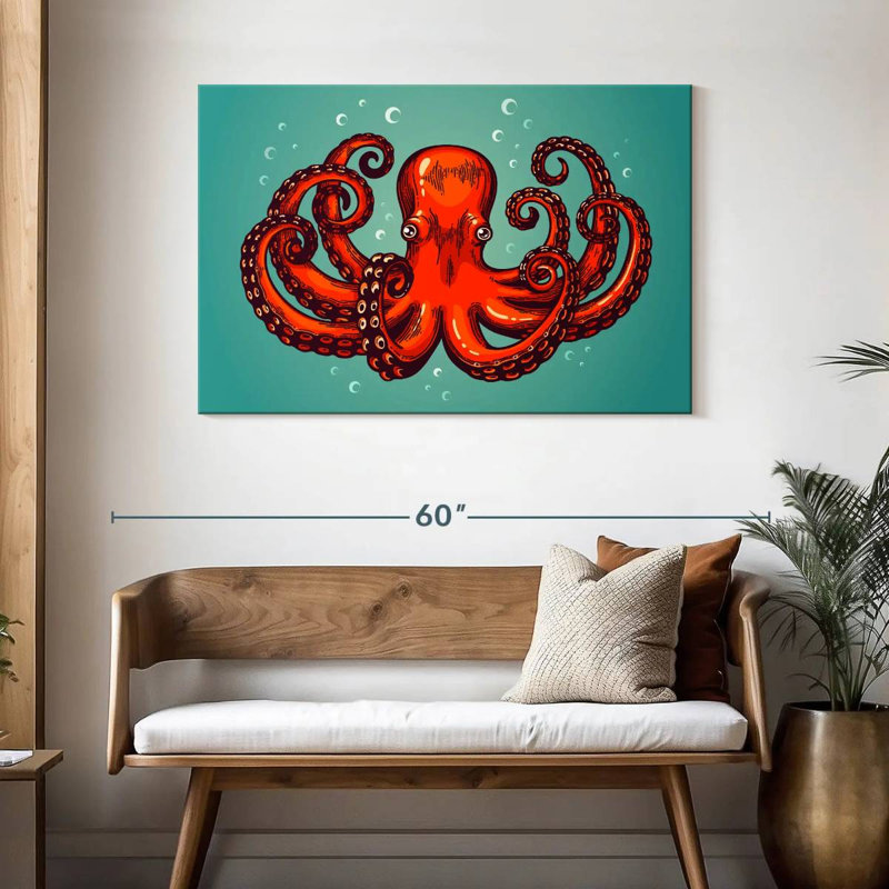 Mighty Red Octopus, 30" H x 45" W