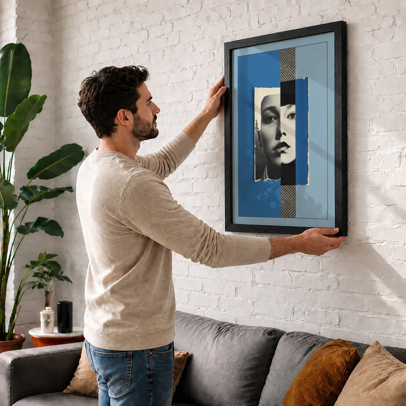 Fragmented Face Eclectic - Framed Print, A4 - 29.7 x 21.0 cm, Unframed
