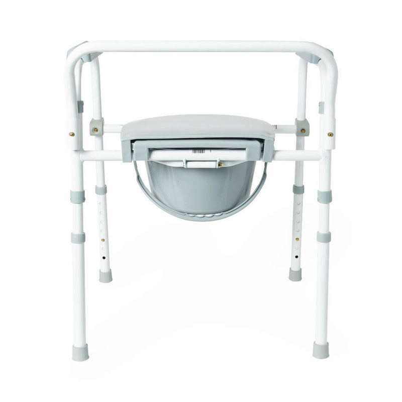 Steel 3-in-1 Folding Commode (includes Seat With Lid, Bucket, Armrests, And Splashguard)