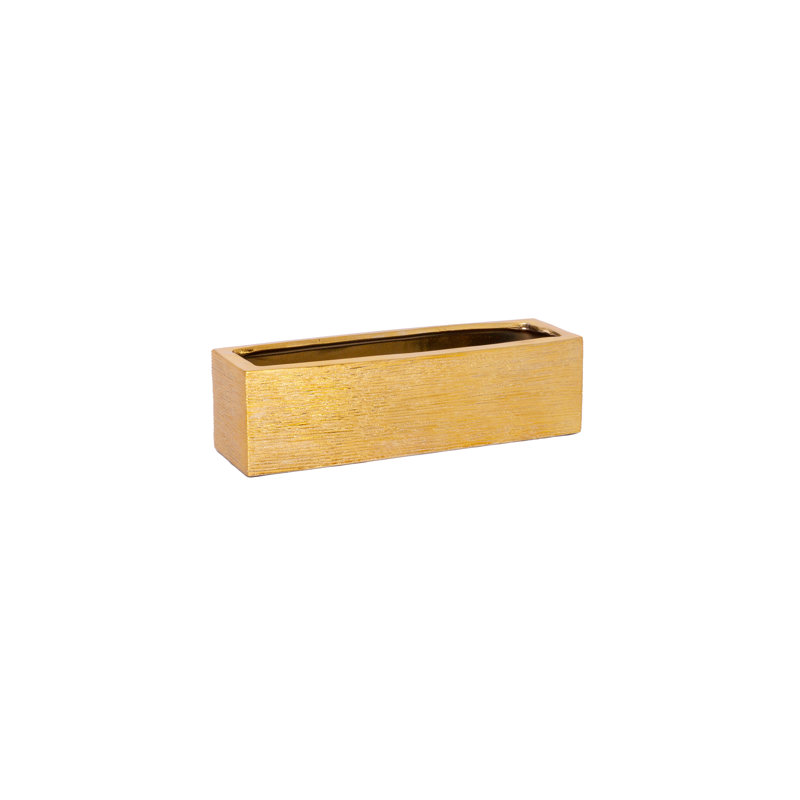Ceramic Rectangular Pot Gloss Finish Gold