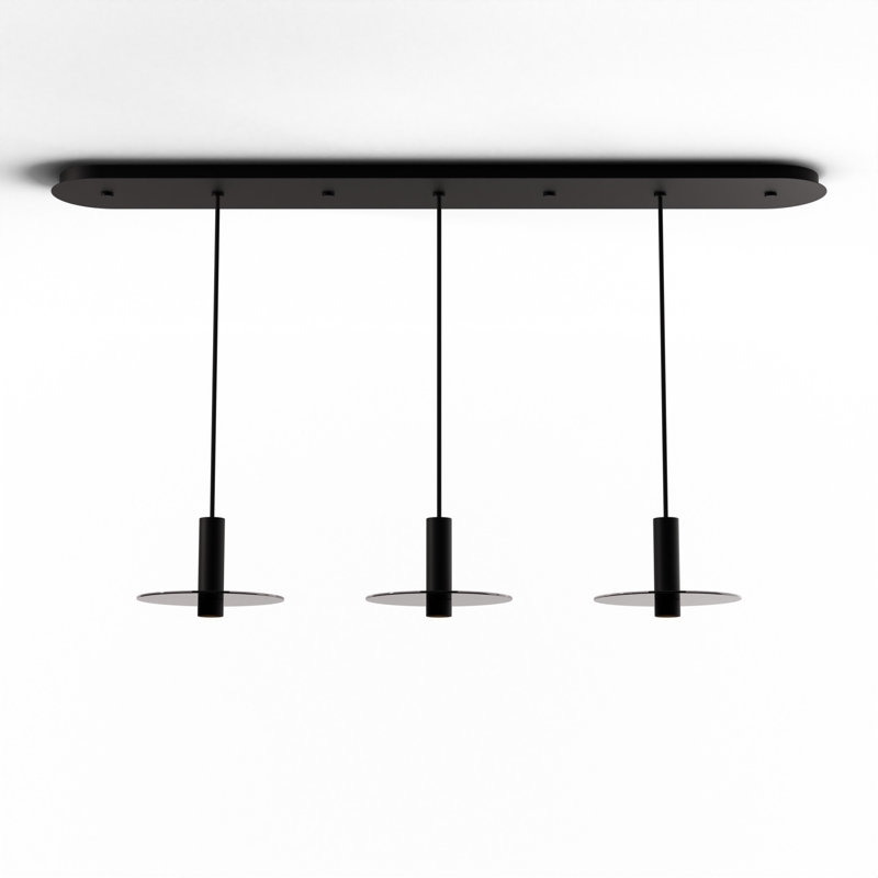 Combiné suspendu 6 po Linear 3 Combo avec auvent blanc mat, plaque de verre de 9 po, Noir mat / gris foncé