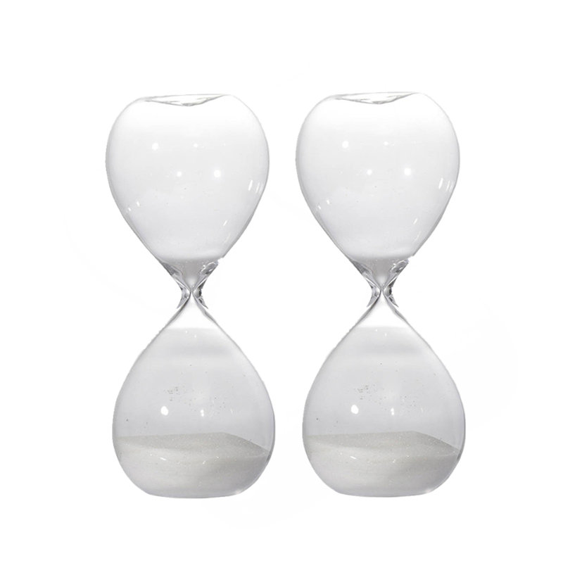 Set Of 2, 10" Ferdinand 60-Minute Hourglass, White Sand