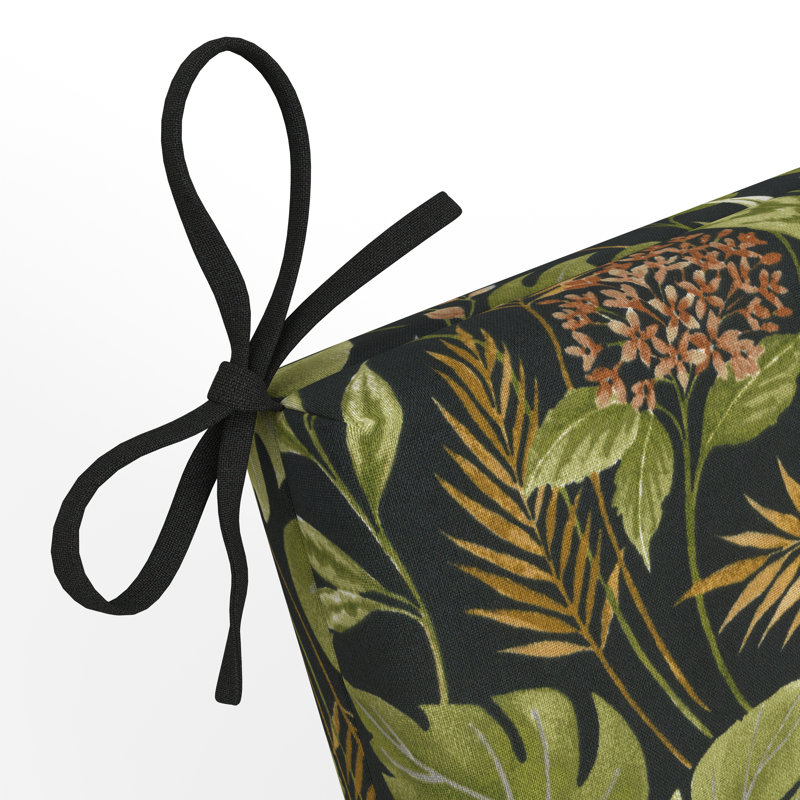 Coussin de chaise d'extérieur à dossier divisé 1 pièce avec attaches Bay Isle Home ™ Tropic Botanical