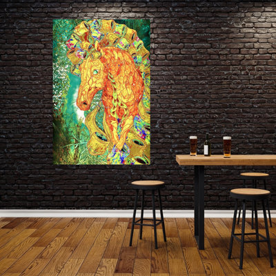 «Vibrant Jungle Horse», art coloré abstrait, cheval coloré et nature