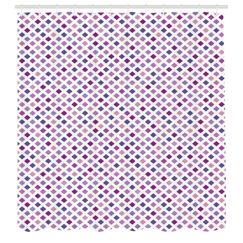 Latitude Run® Grid Shower Curtain Diagonal Squares Mesh Multicolor, 75"H x 69"W
