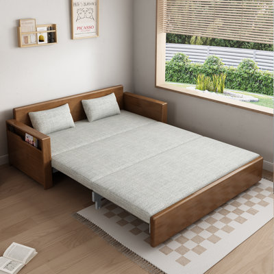 70.8"Queen cushion Convertible Sofa sleeper with Pillows,Sectional Sleeper  with Reversible Chaise,Solidwood  3 in 1 Pull Out Couch Bed for Living Room,Apartment