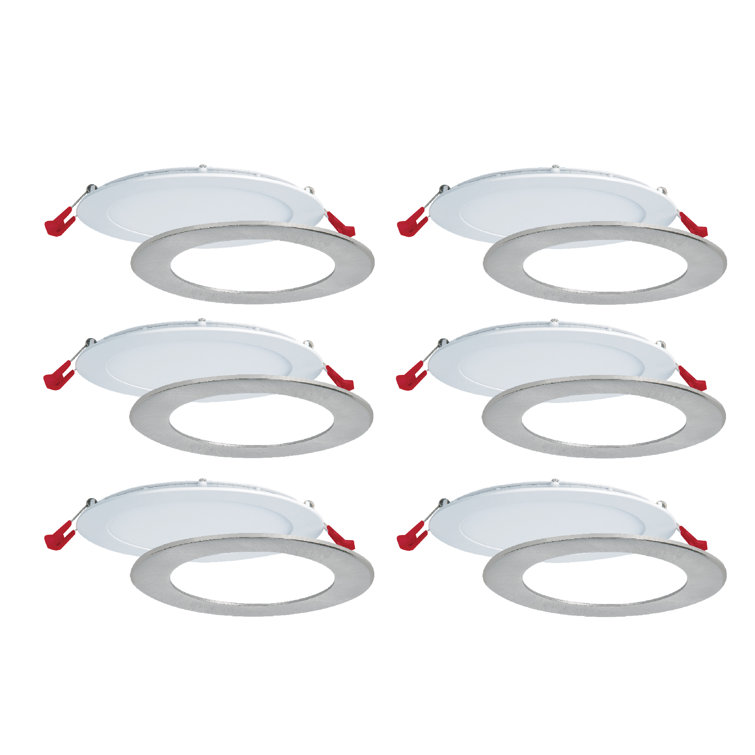 Nadair 6 Pack 6" Led Ic Rated Dimmable Swivel Ultra Slim Recessed Light With Junction Box 15W, 1125 Lumens, 3 Colour Setting, 3000K,4000K,5000K