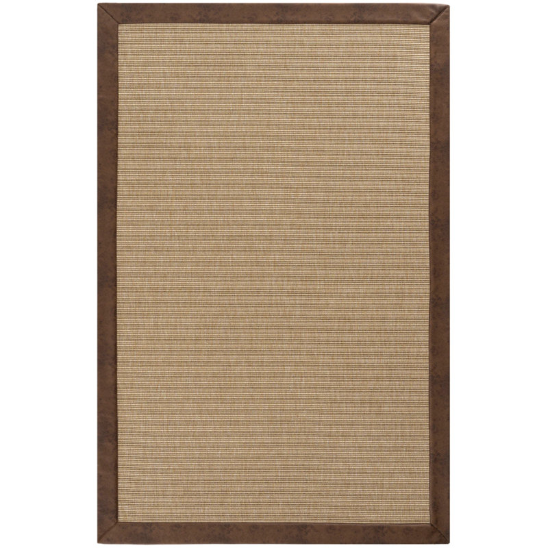 Tapara Leather Medusa Border Sisal Carpet, Rectangle 3'4" x 5'