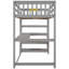Lit mezzanine simple gris avec dessous de tablettes et bureau - Fabrication en bois massif robuste pour un rangement efficace dans la chambre à coucher-519916019-519916016