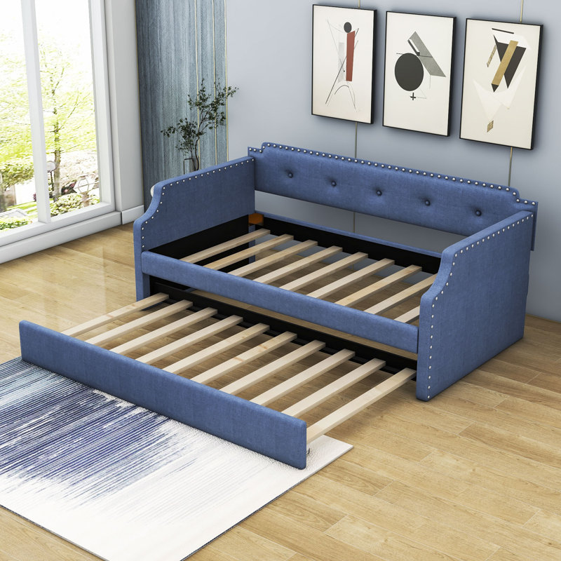 Lit de jour simple avec couchette Aranwen, Bleu