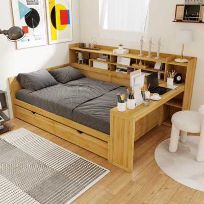 Multi-Functional Daybed With Two Storage Drawers And Study Desk