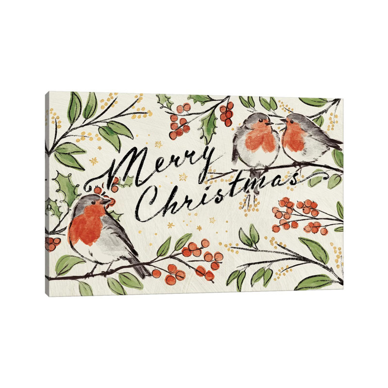 Christmas Lovebirds I by Janelle Penner - Wrapped Canvas Gallery-Wrapped Canvas Giclée, 66.04 cm H x 45.72 cm W x 3.175 cm D