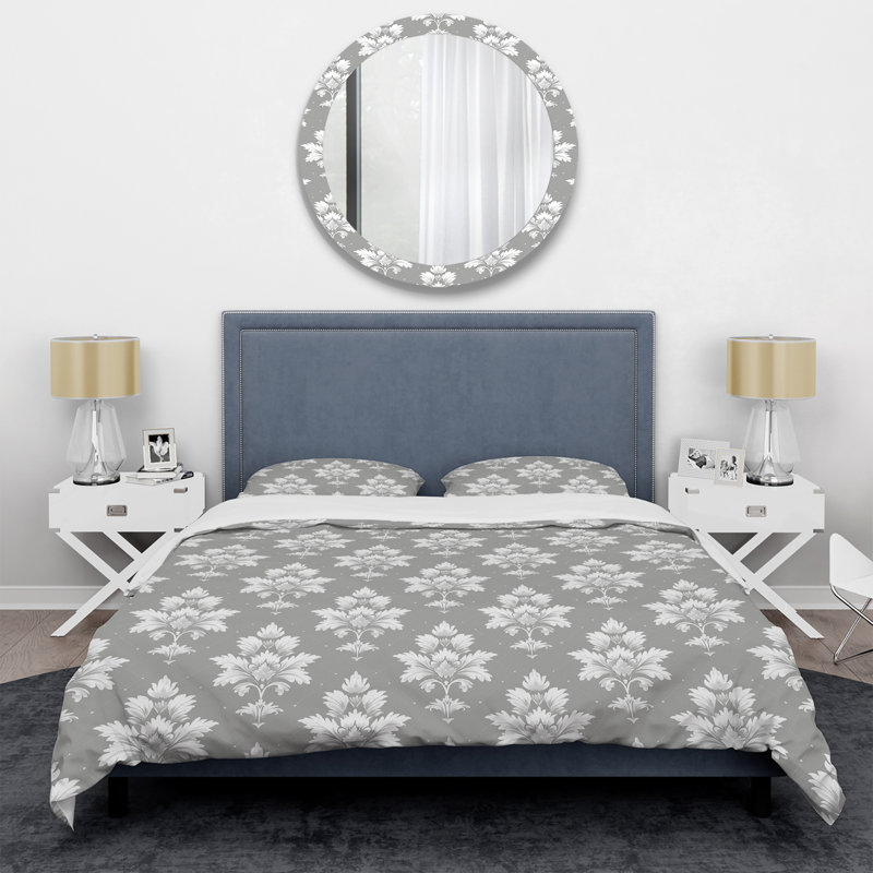 Ensemble de housse de couette moderne gris et blanc à motif argyle I, Housse de couette très grand et 2 très grandes t