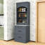 High Kitchen Pantry with Faux Marble Top, Adjustable Shelves and Spacious Drawers-1963109888-1967958882