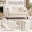 Causeuse Chesterfield de 58,5 po de largeur avec dossier incurvé capitonné, garniture cloutée, pieds en bois massif et 2 coussins décoratifs-268806668