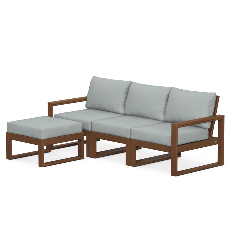 POLYWOOD EDGE Modular Deep Seating Set with Ottoman, Teak, Spa