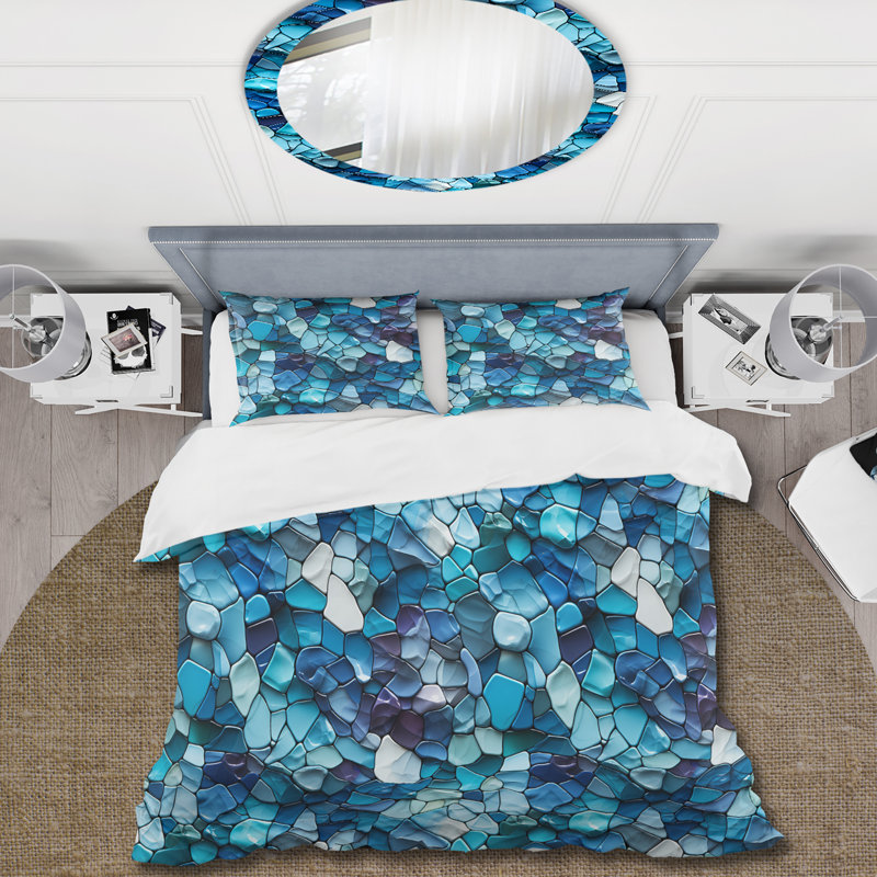 Ensemble de housse de couette turquoise et bleu océan, Housse de couette pour très grand lit et 2 très