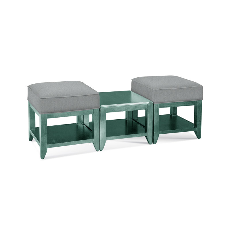 Elements Upholstered Cube Ottoman, Light Blue Performance Fabric; 0851-55, Stone Hearth