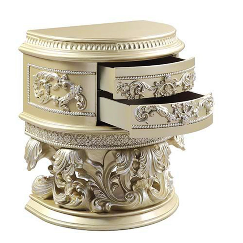 2 - Drawer Nightstand in Champagne Silver