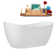 66" Streamline Soaking Glossy White Freestanding Tub and Tray With Internal Drain