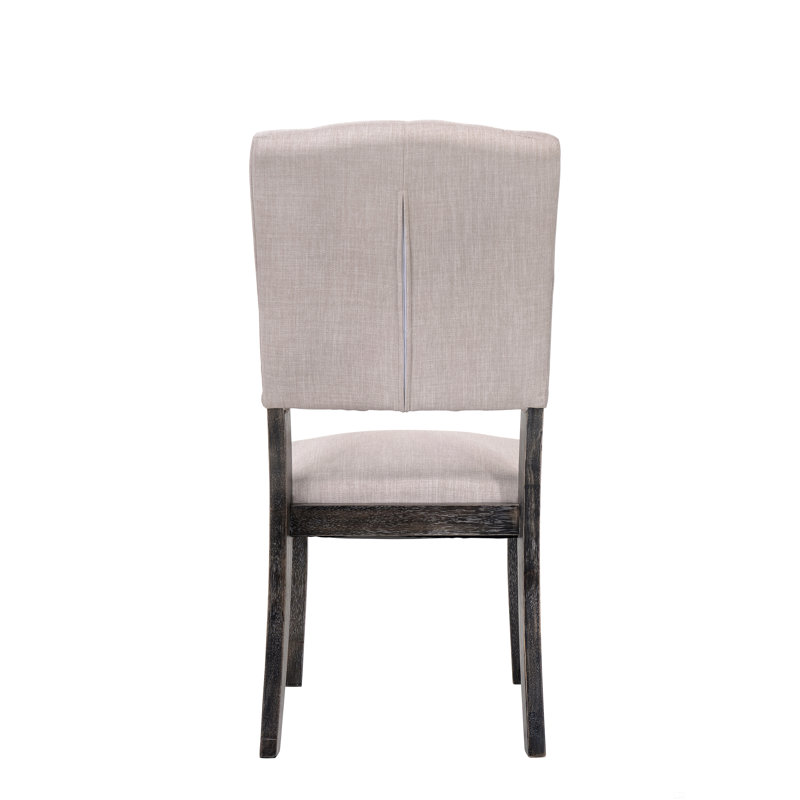 Ensemble de 2 chaises d'appoint en lin et chêne gris vieilli