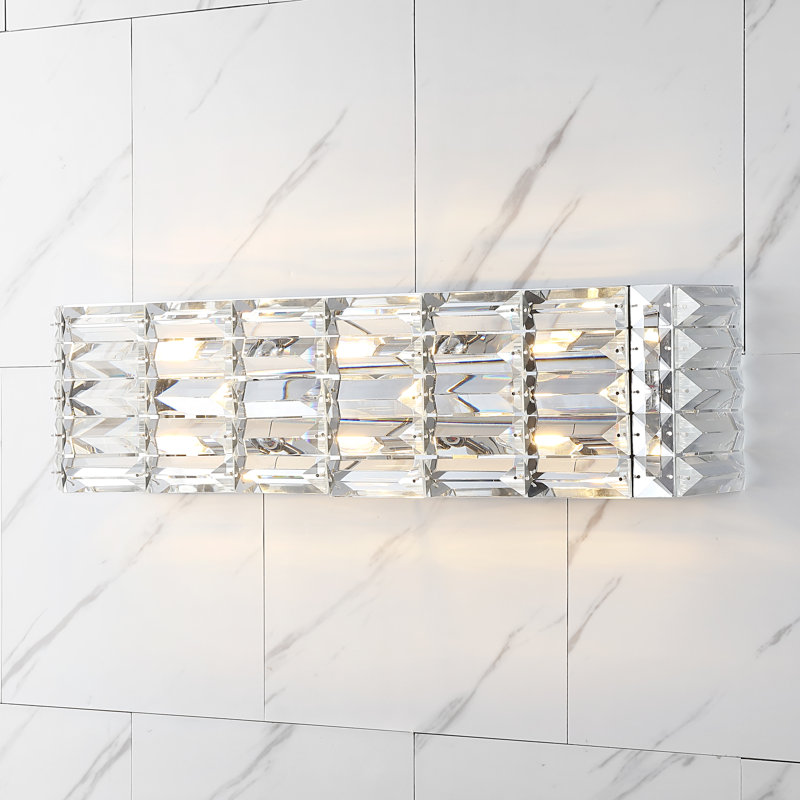  Soper Crystal Rectangle Iron/Crystal Glam Modern LED Vanity Light, 3
