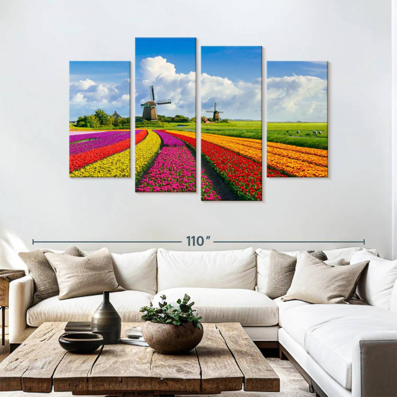 Alvord scène de printemps hollandais, H 54 po x l 84 po