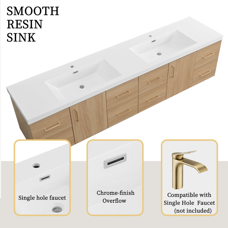 Meuble-lavabo double 84 po avec comptoir double blanc
