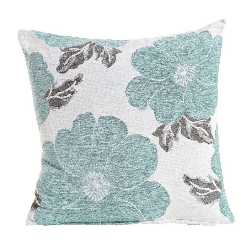 Darionte Poppy Floral Cushion Cover with Filler Pad, 45 x 45cm, Teal