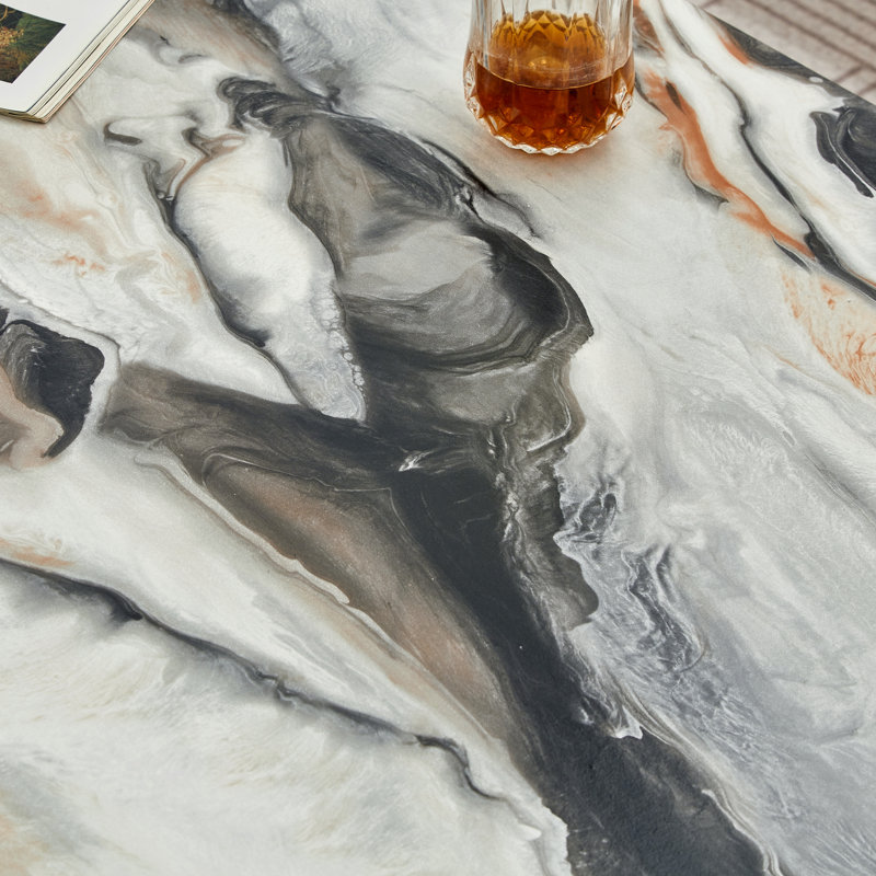 Breunig Contemporary Coffee Table, Off-White Faux Marble