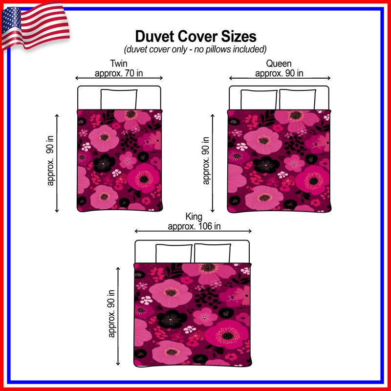 Housse de couette à motif floral Boho, Housse de couette pour grand lit, Motif floral rose