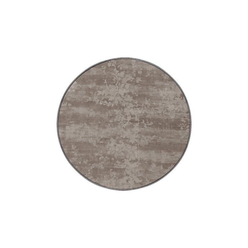 Tapis gris soyeux et moelleux, Rond 8 pi