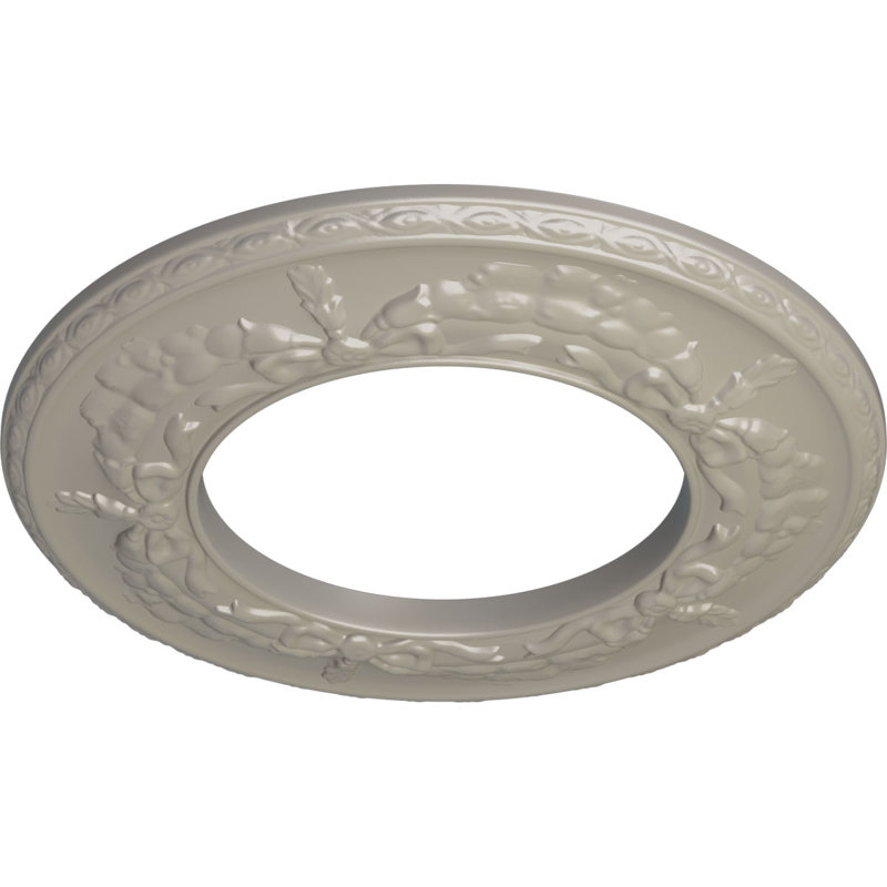 Médaillon de plafond H 13,25 po x l 13,25 po x P 0,875 po Salem, Blanc perle