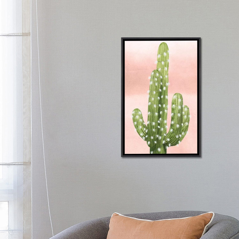 «Christmas Cactus Collection B» par Grace Popp - impression, Toile avec cadre noir patiné, Pas de tapis