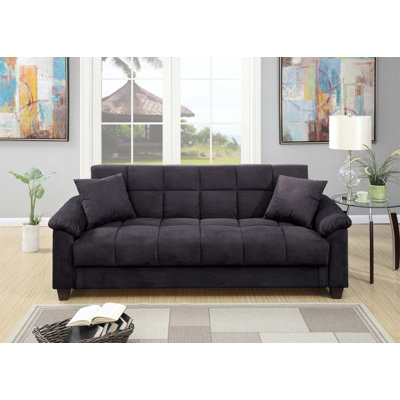 Contemporary Living Room Multi - functional Adjustable Sofa with Plush Microfiber Upholstery, Storage Function, and Included Pillows for Comfortable L by Latitude Run