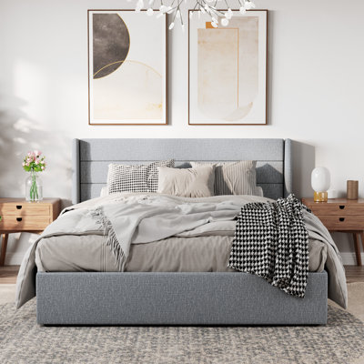 Braya Hydraulic Lift Up Storage Upholstered Platform Bed