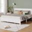 Lit plateforme Farmhouse avec tête de lit haute, lumières DEL intégrées et charge USB / Type-C, cadre de lit en bois de pin avec espace de rangement sous le lit de 9 po-23411905-23411907