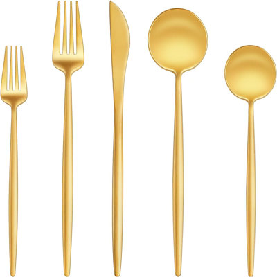 40-Piece Matte Stainless Steel Flatware Set For 8, Modern Cutlery Set With Forks, Spoons, And Knives, Heavy Duty Kitchen Utensils, Dishwasher Safe