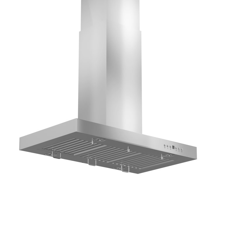 36" Stainless Steel Convertible Island Range Hood with Charcoal Filter