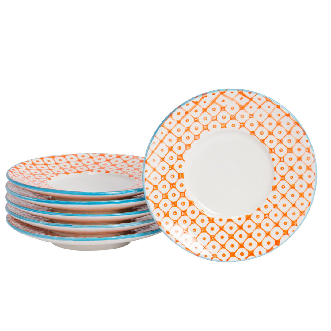 Nicola Spring - Hand-Printed Espresso Cup & Saucer Set - 65ml - Orange
