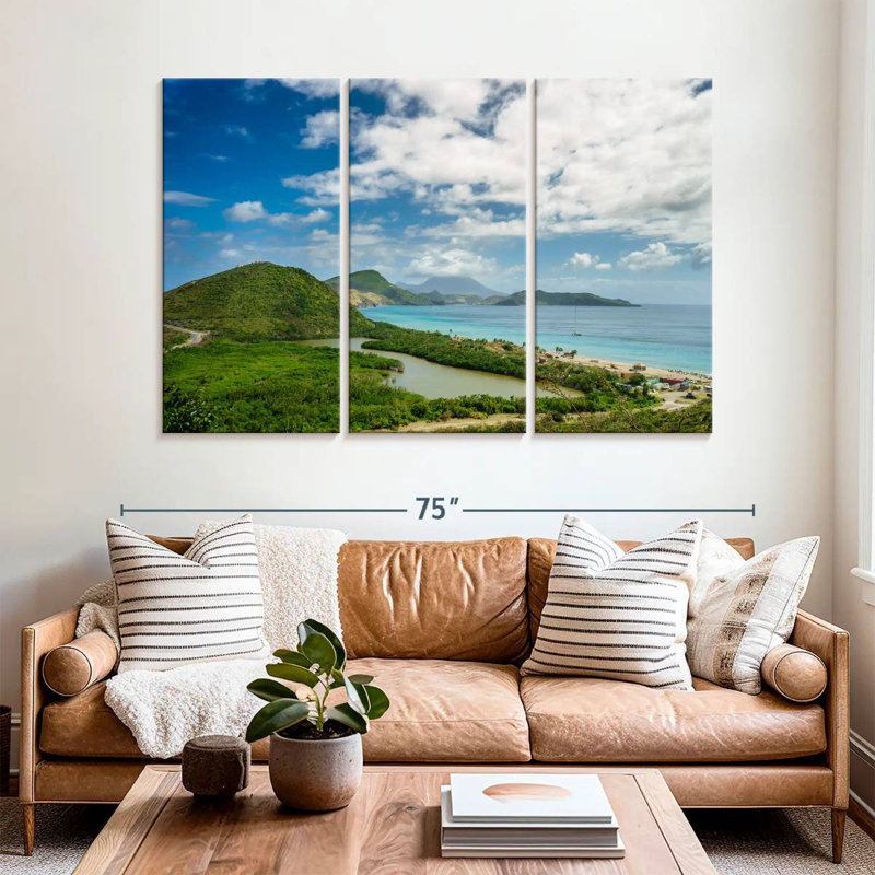 Plage luxuriante des Caraïbes, H 42 po x l 65 po